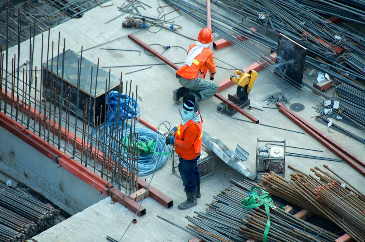 River City Restoration crew placing reinforcing steel on a Cincinnati job site